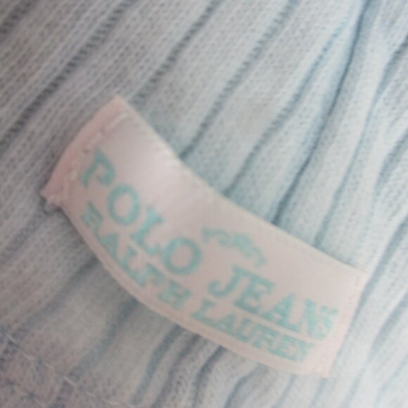 Vtg Ralph Lauren Jeans Co Womens M Blue Cotton Rib Knit Tee Shirt  Y2K Peru - Picture 3 of 7